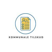 Illustration af et dokument med ikon for person og tekst, der symboliserer kommunale tilskud.